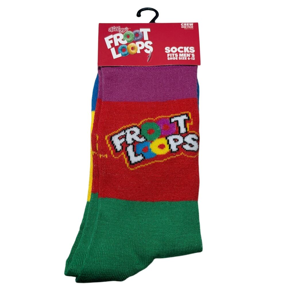 Kellogg's Froot Loops Odd Sox Crazy Socks Mens Size 6-12 Crew Novelty Gift-NWT